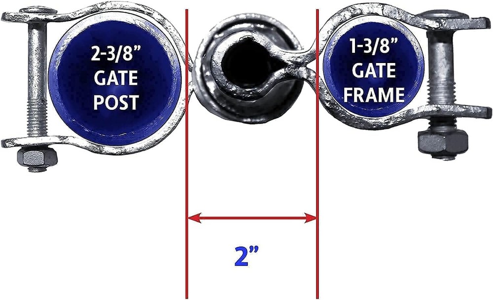 Secure Swing Chain Link Gate Hardware - Fits 1-3/8" Frame, 2-3/8" Post