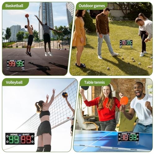 12" Large Electronic Scoreboard with Countdown Clock, Portable Digital