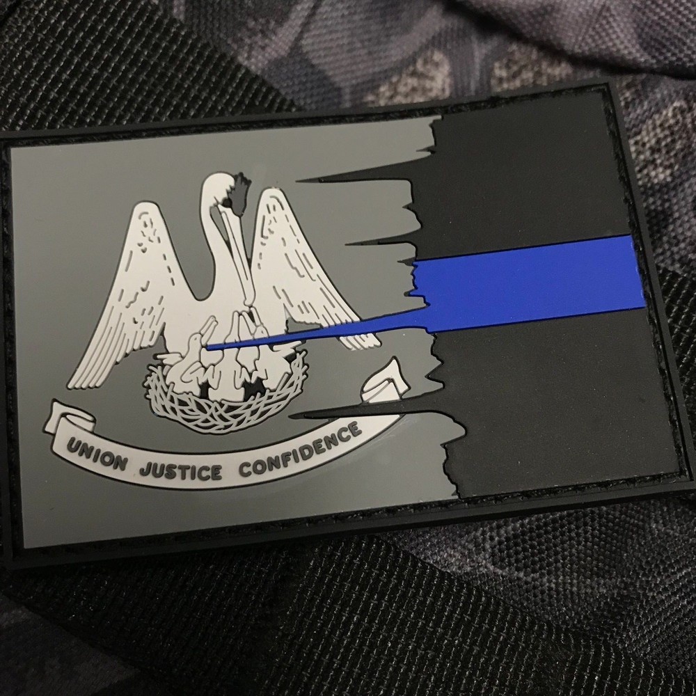 Subdued Tattered Louisiana State Flag Thin Blue Line PVC Patch