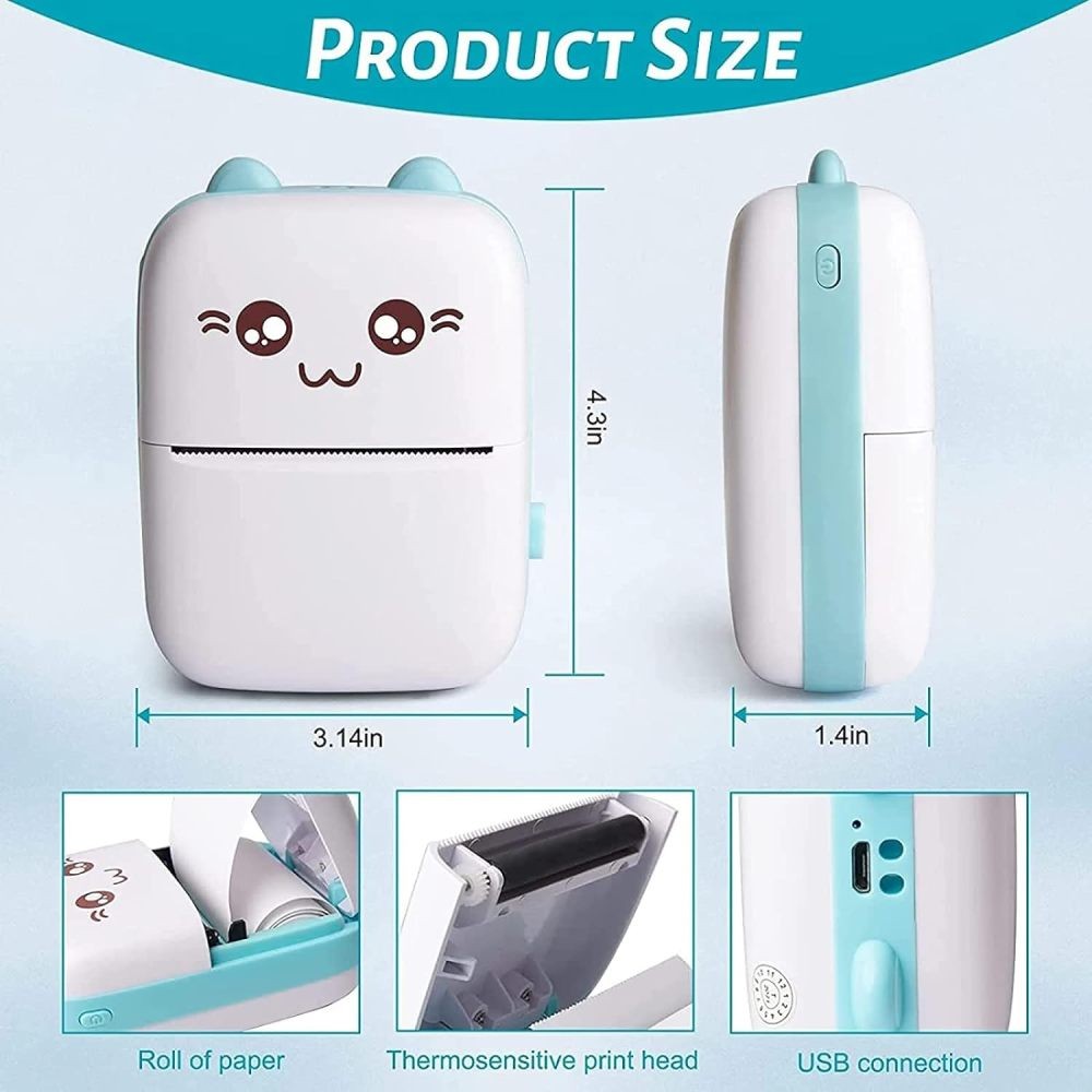 Bluetooth Mini Pocket Thermal Printer Photo Label Sticker Maker for Study Notes