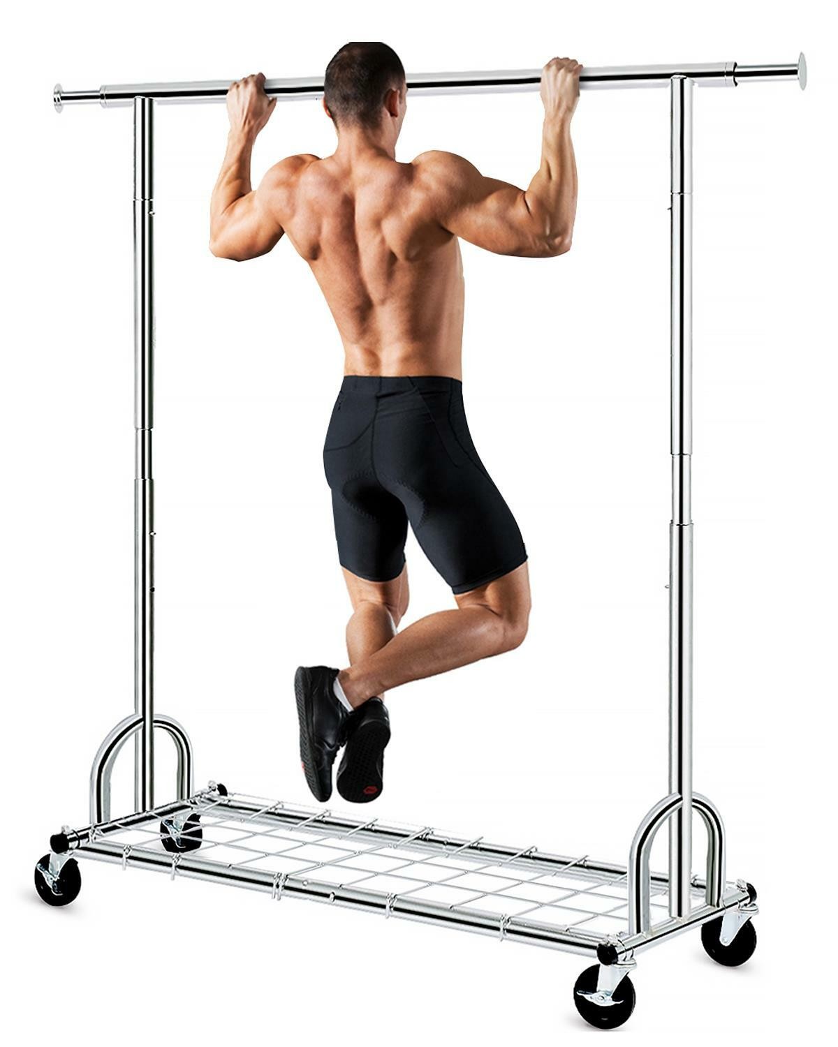 Rolling Garment Rack Heavy Duty Collapsible Clothing Clothes Rack Chrome Wheels