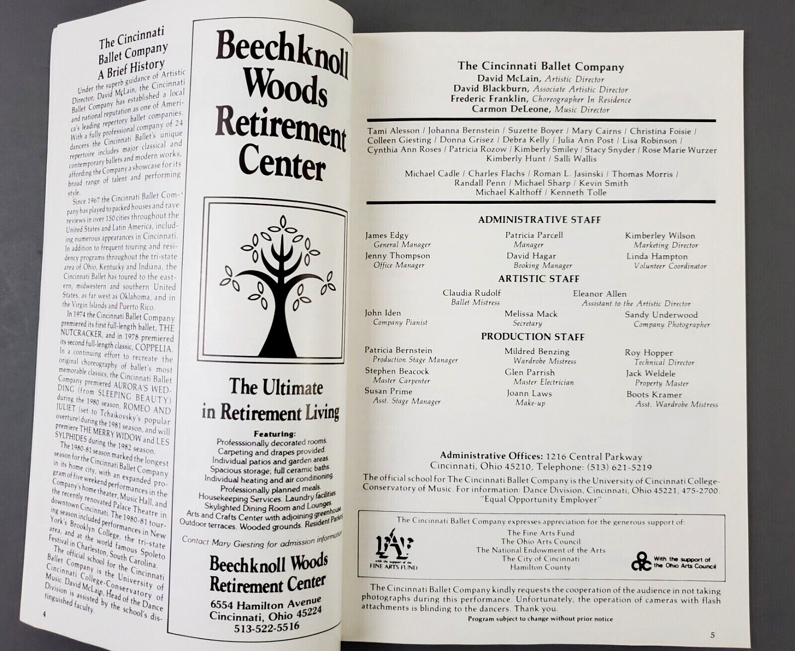 1981 Nutcracker Cincinnati Ballet Music Hall Theatre Vintage Playbill Program OH