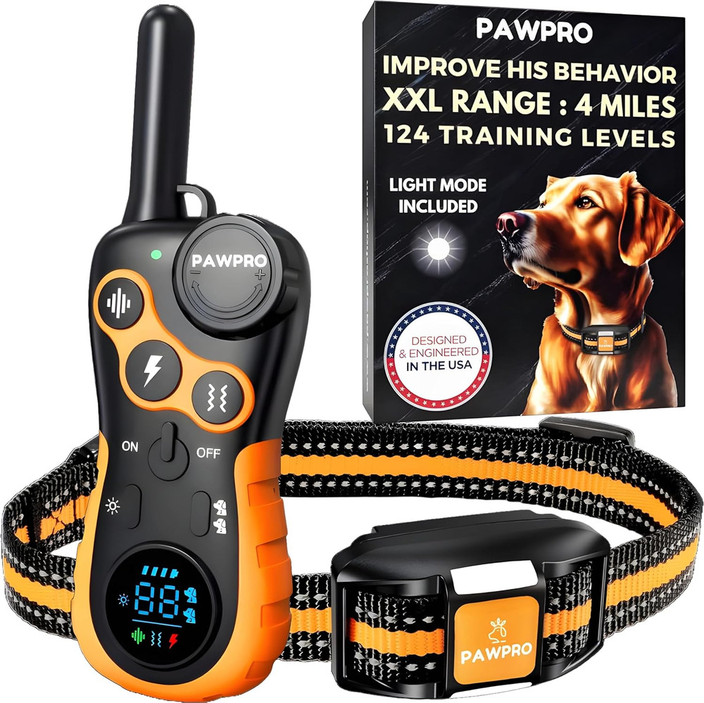 Dog Shock Collar with Remote, Unmatched 4-Mile Range, Night-Light Mode, Training