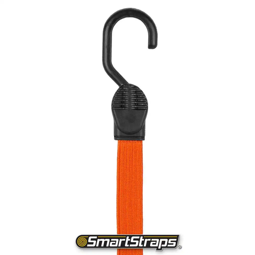 36 In. Orange Flat Strap Bungee Cord with Hooks - 2 Pack