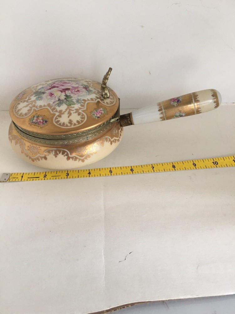 Antique Victorian Gilt Ceramic Powder Box