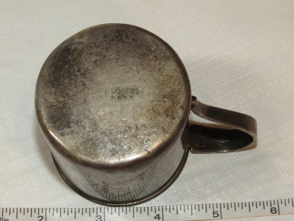 WMA Rogers Harmony baby cup mug RALPH silver spoon handle vintage RARE engraved