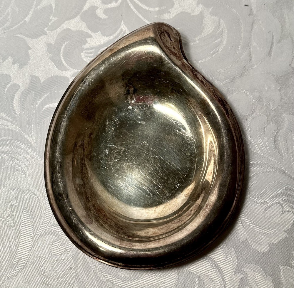 Vintage Antique  Silver Plated Small Dish Bowl Rain Teardrop Shape
