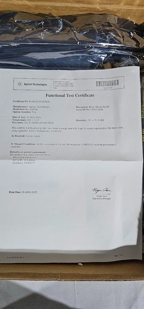 Agilent E1467A VXI Relay Matrix Module Kit E1467-80010 E1467-60000