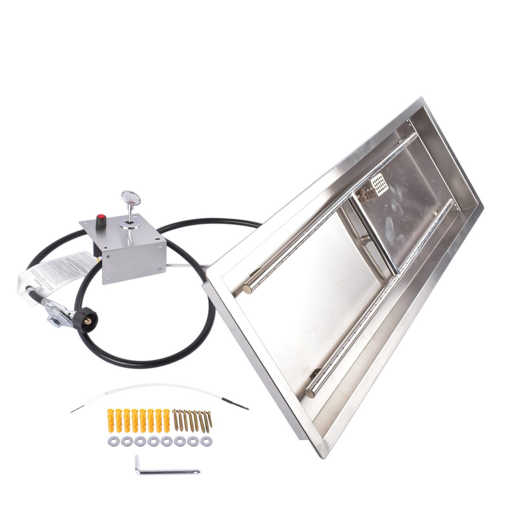 36x12-inch Fire Pit Pan Stainless Steel Fire Pit Burner Kit Rectangular