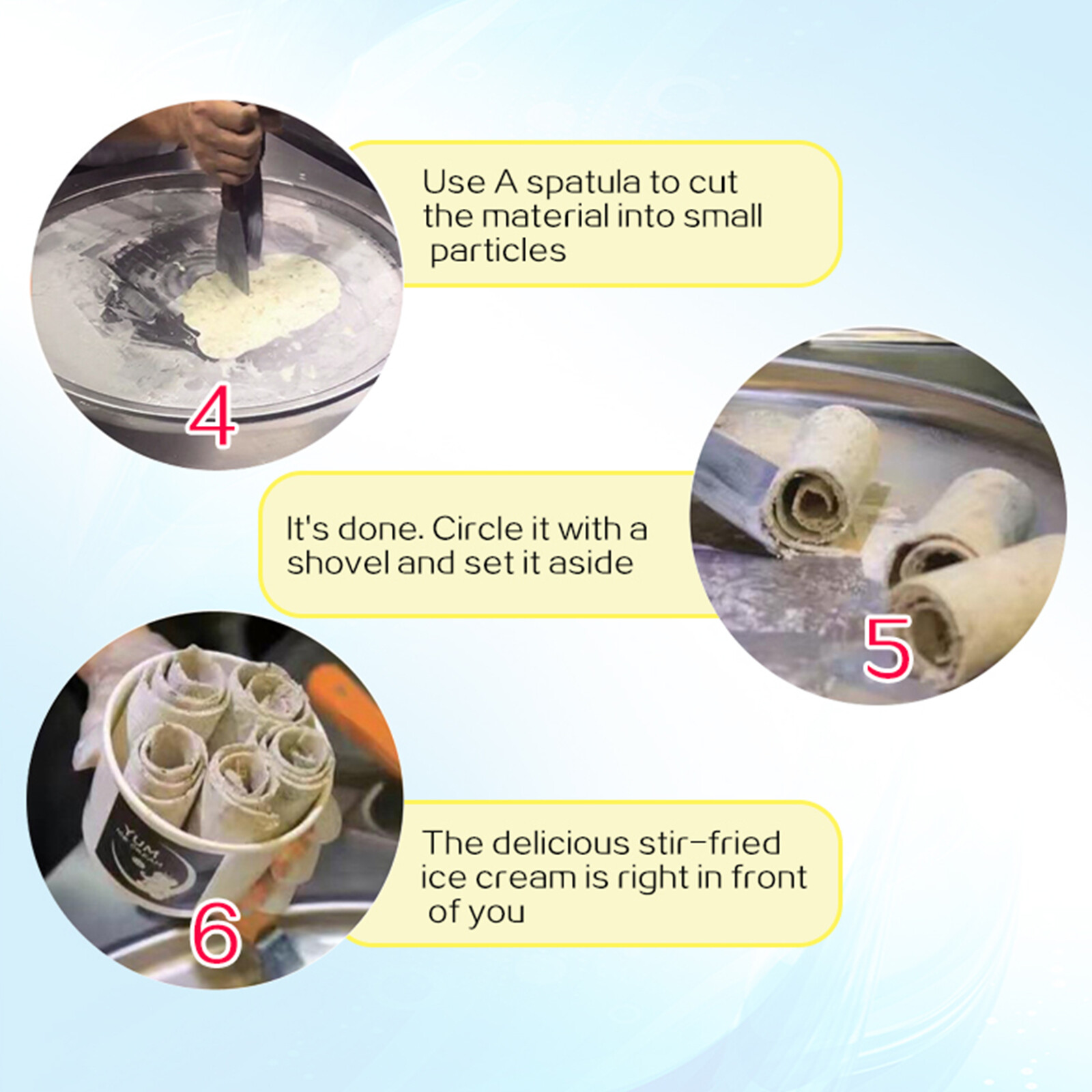 Kolice Commercial 22" round pan fry ice cream machine rolled ice cream machine