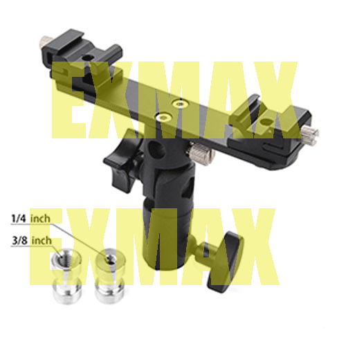 EXMAX E2 Adjustable Double Flash Bracket for Studio Video DSLR Camera,180°,Solid