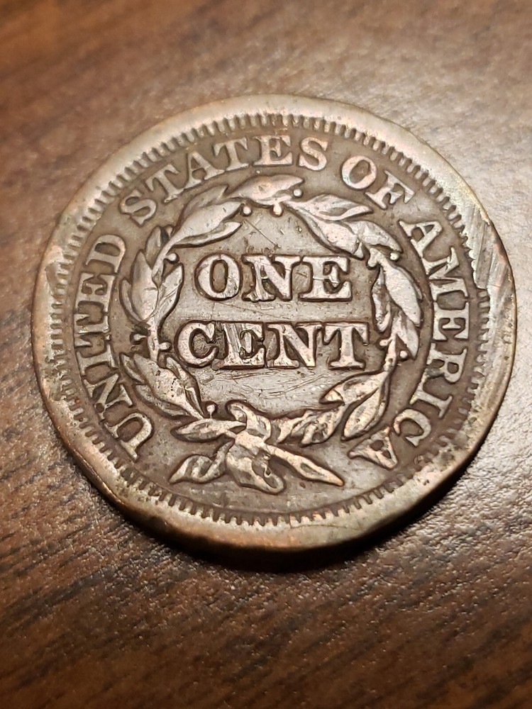 1847 Large Cent Old US Coin Bent