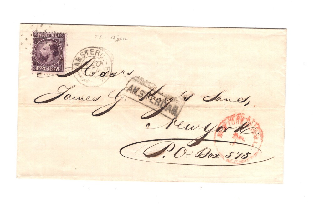 Netherlands   #11  folded  envelope    to  US   nice  markings