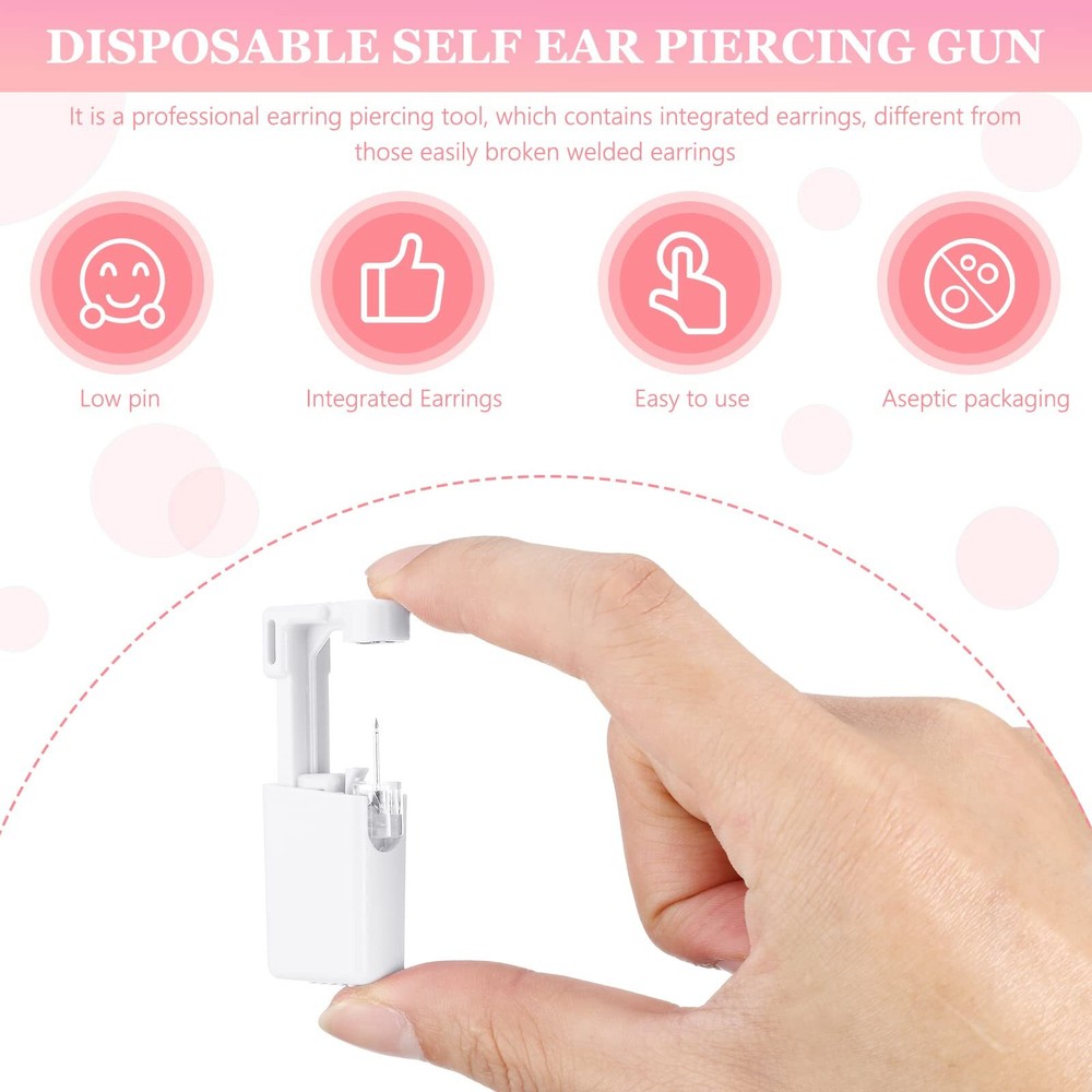8 Pcs Self Ear Piercing Tool Disposable Ear Piercing Kit with Crystal Ear Studs
