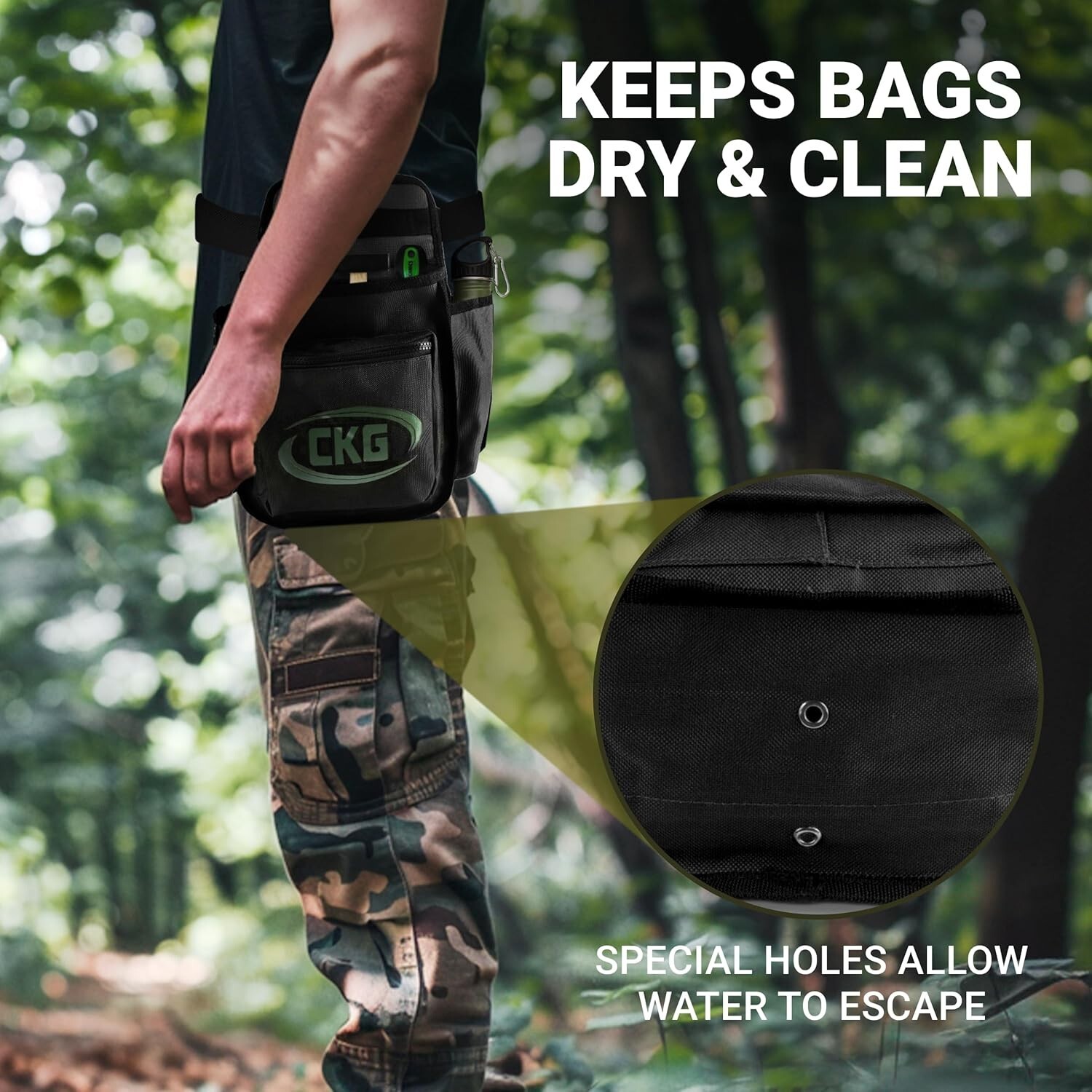 CKG Metal Detecting Finds Bag Waist Digger Tools Bag for Pinpointer, Black