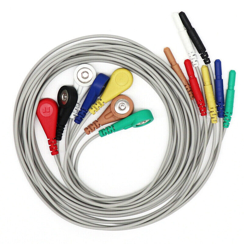 5Pcs/Pack Din ECG EKG 7 Leads AHA Snap Cable Compatible