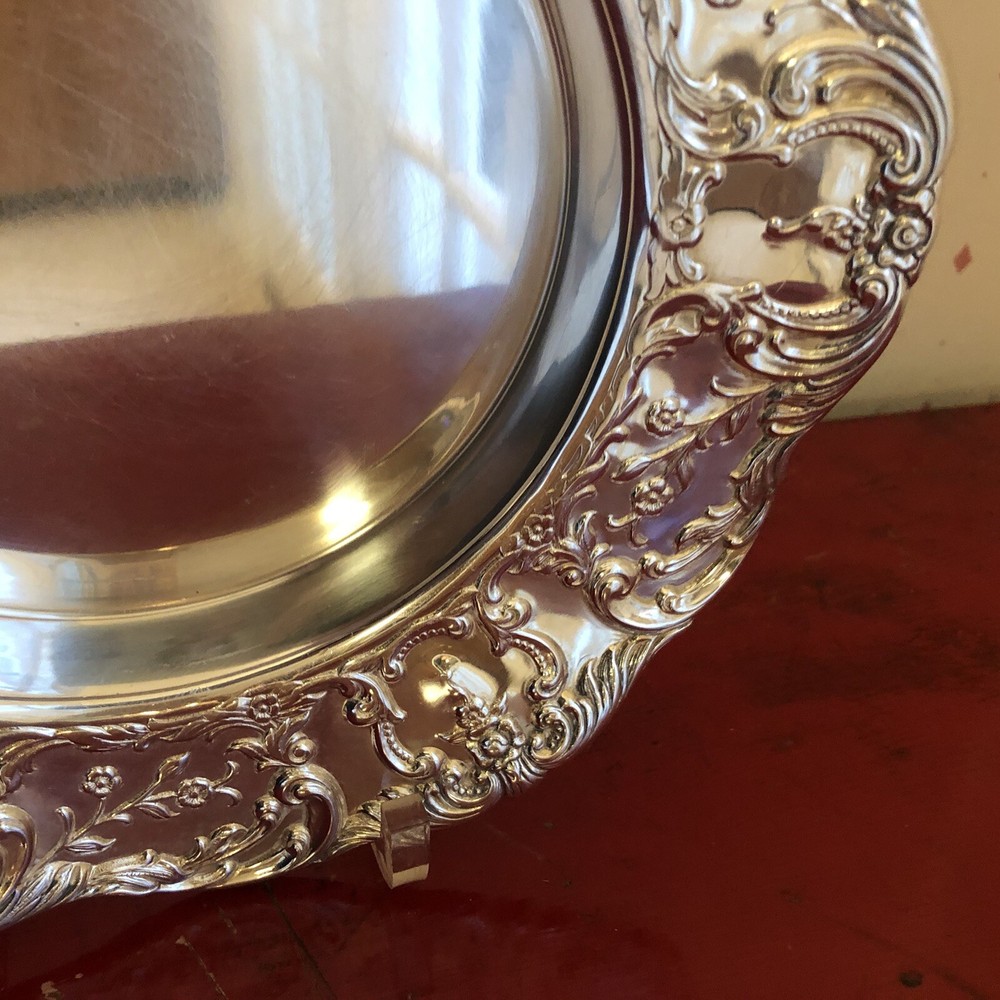 Wallace Grand Victorian Silverplate 1664 Wine Bottle Coaster Holder 8” Round