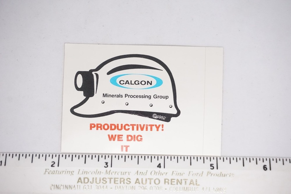 Calgon Decal Sticker Mining Minerals Processing 1982 Productivity