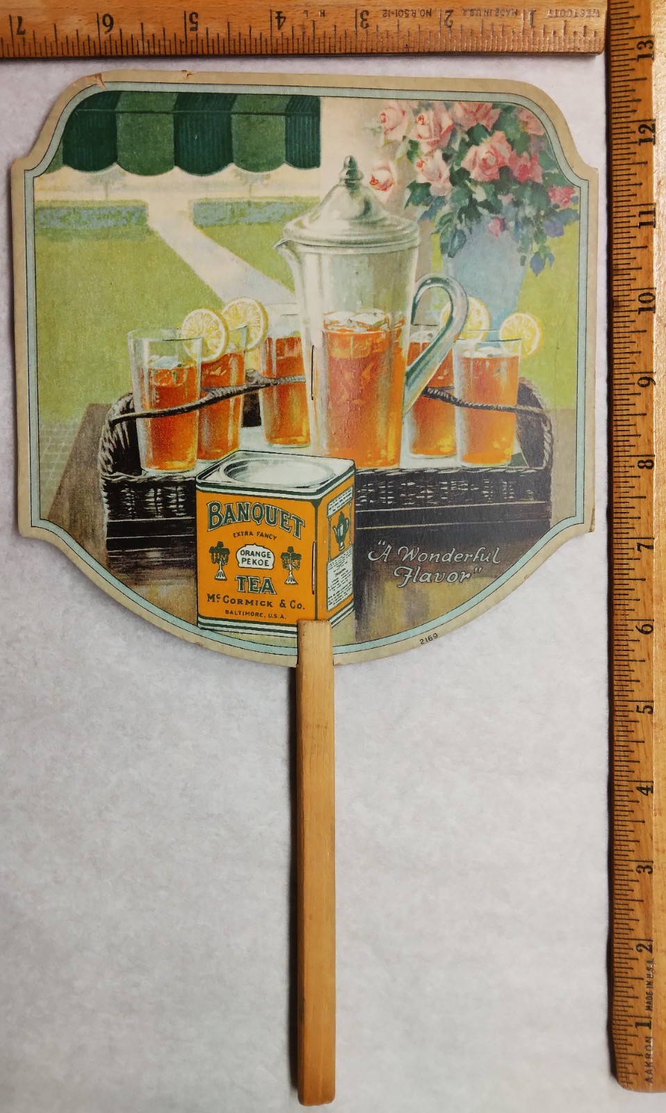McCormick Orange Pekoe Tea c1920 hand held advertising fan