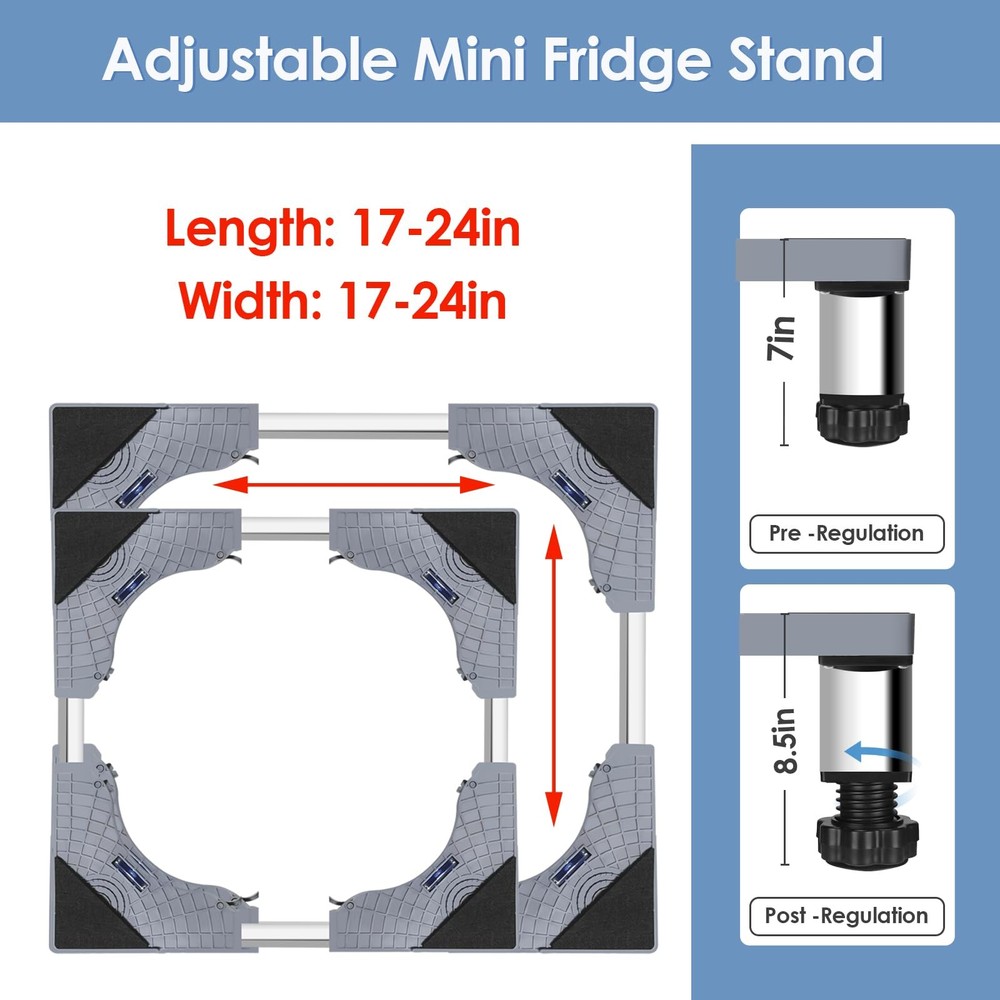 Mini Fridge Stand with Silicone Mat, Universal Stand Base Adjustable Refriger
