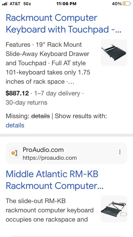 Middle Atlantic RM-KB 1RU Space Sliding Shelf Computer Keyboard retails $800