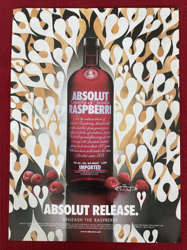 Absolut Rasberri Vodka Sweden “Absolut Release” 2005 Print Ad - Great To Frame!