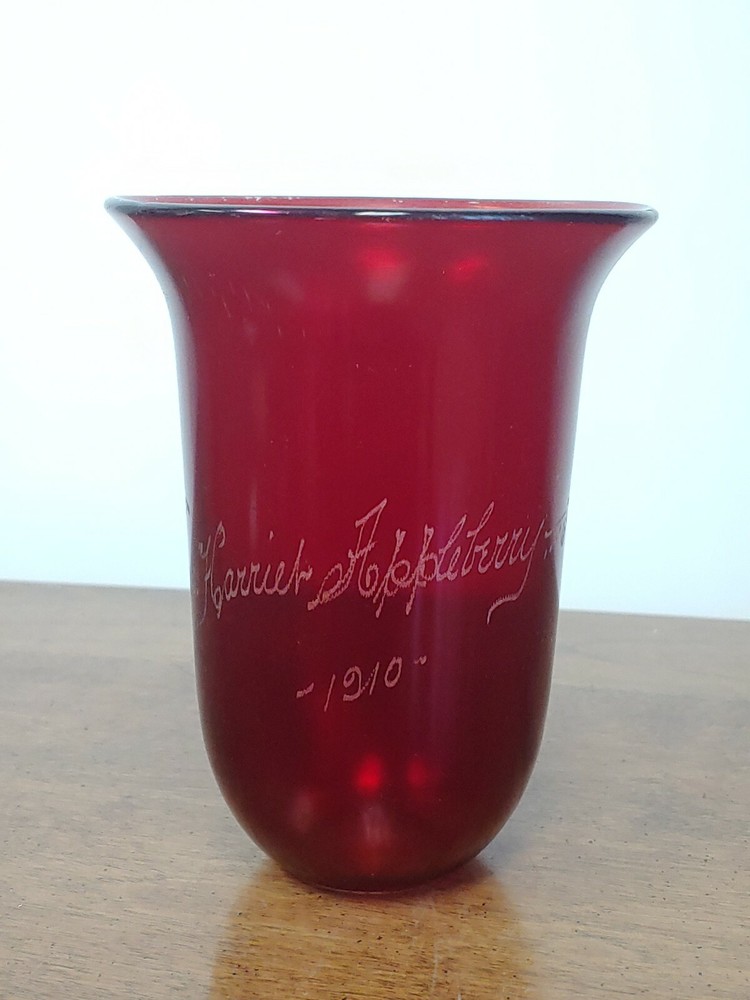SCARCE 1910 RUBY FLASH/STAIN BELL SHAPED EAPG VASE - WONDERFUL