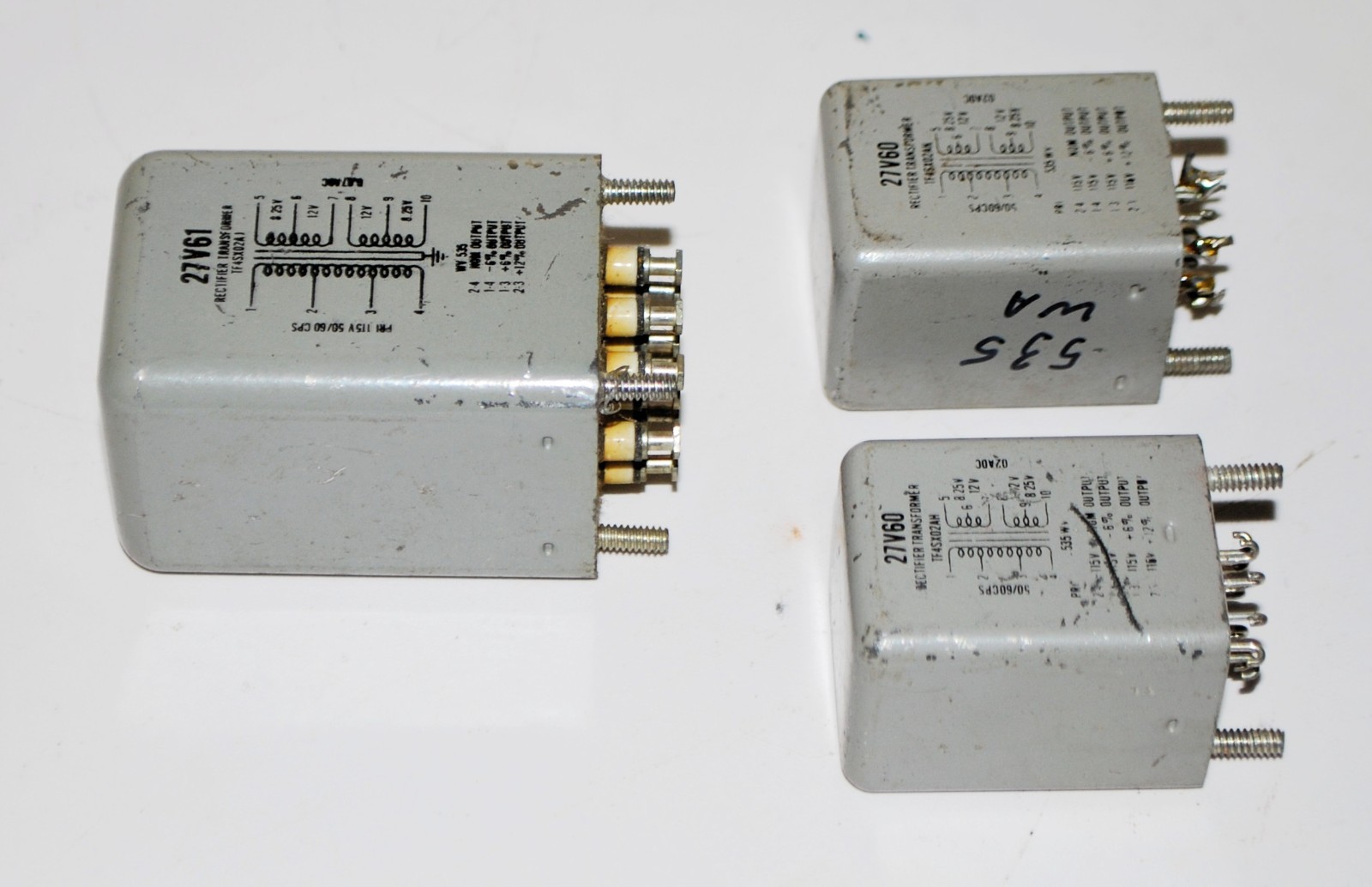 3 Vintage Thordarson Silicon Rectifier Transformers 27V60 and 27V61