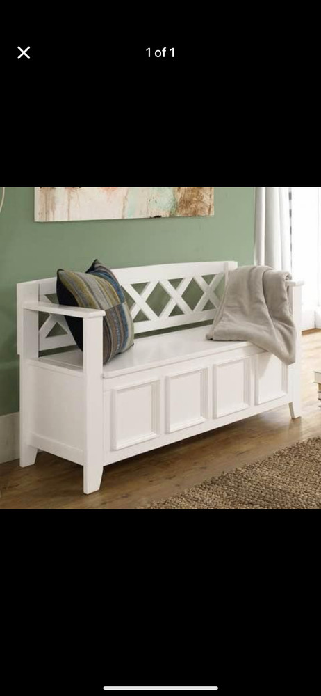 Simple home Amherst pine storage bench white