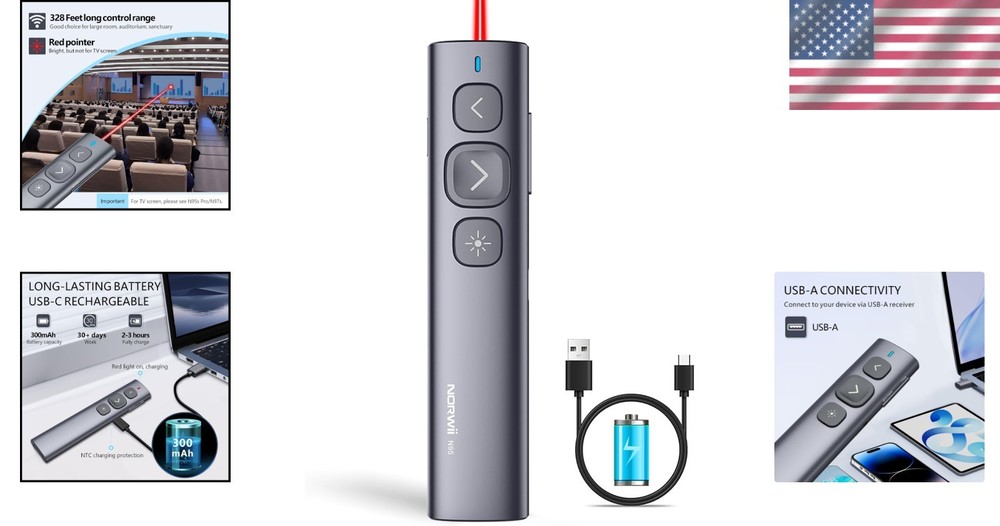 Customizable Wireless Clicker - Presentation Remote with USB-A for Classroom Use