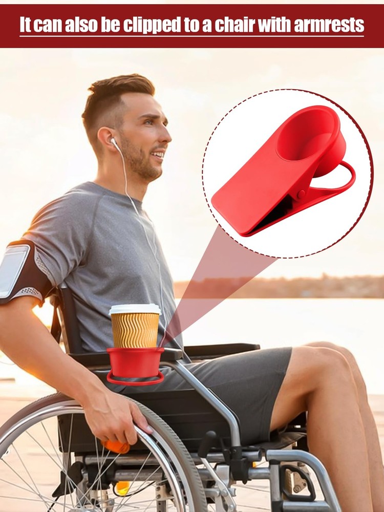 2-Pack Table Edge Cup Holder - Versatile Clip for Drinking Cups, Mugs & Bottl...