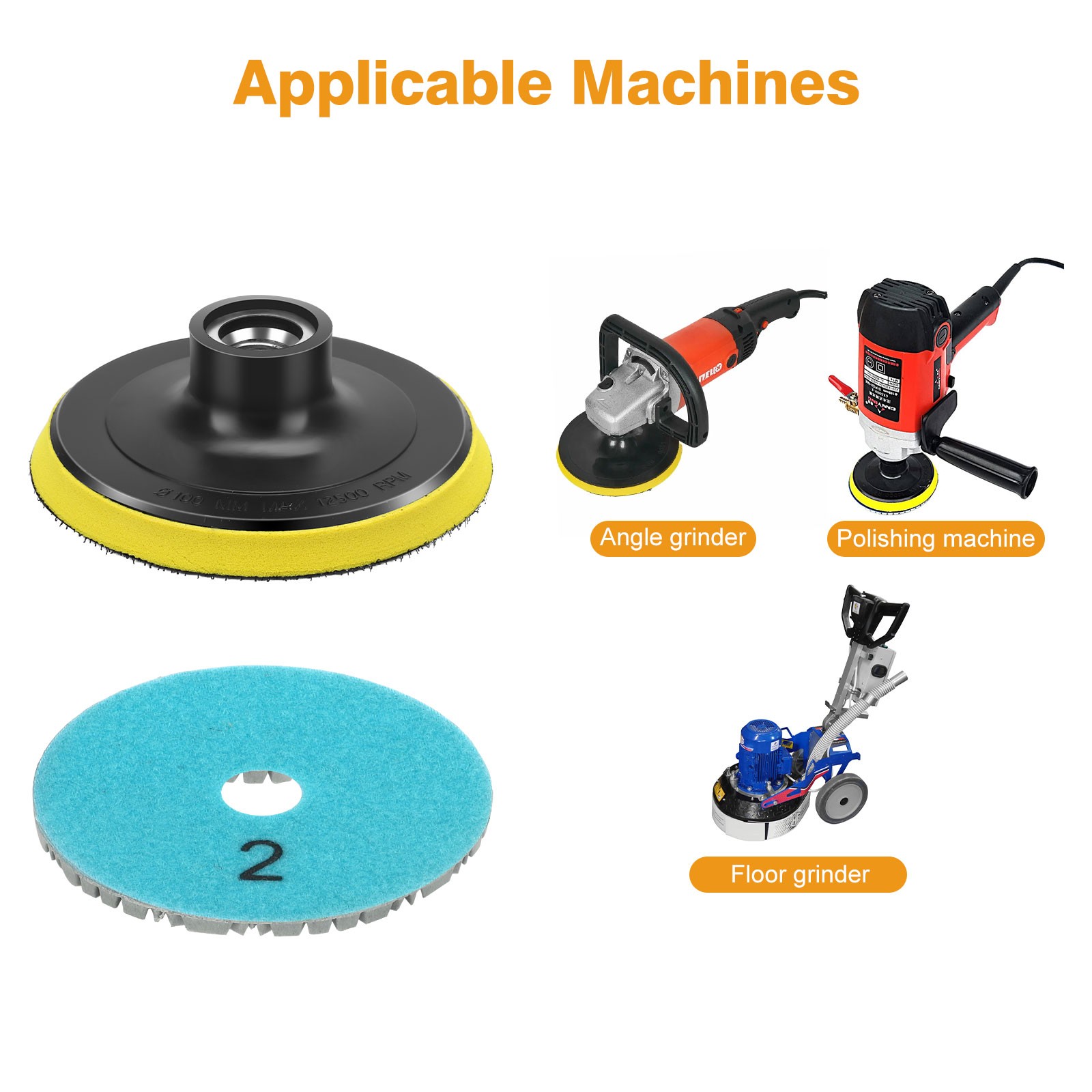 4" Diamond Wet Polishing Pads Kit for Stone Concrete Marble Quartz Granite Glass