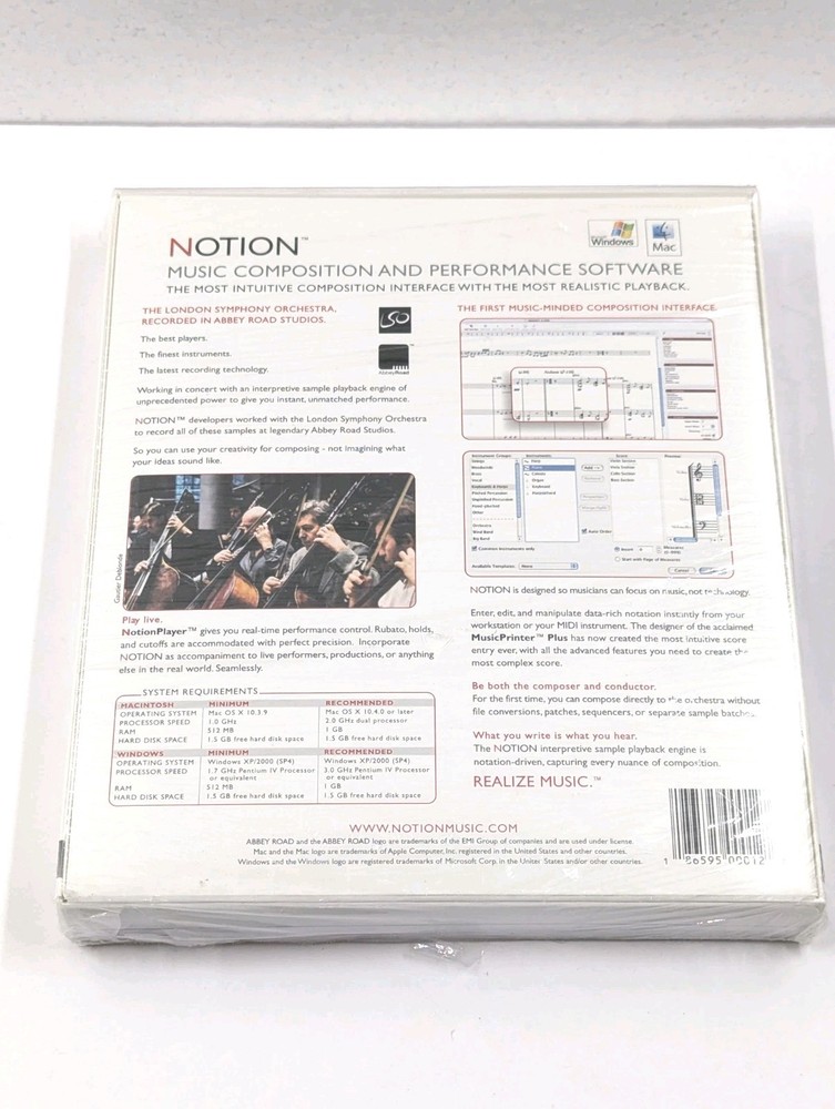 Notion 1.5 Music Composition and Performance Software Program Windows and Mac