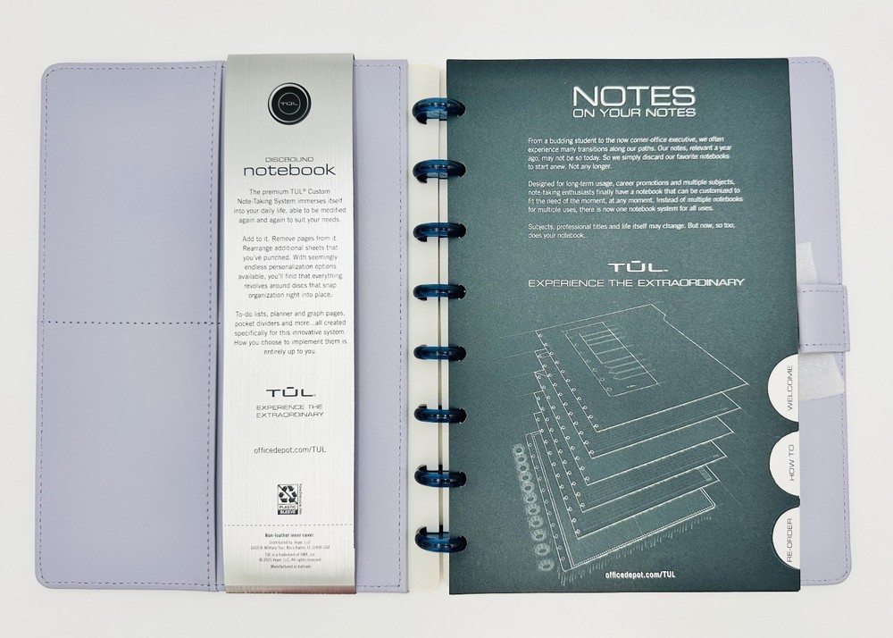 TUL Discbound Notebook | Vegan Leather | Junior Size | 60 Sheets | Lavender Mist