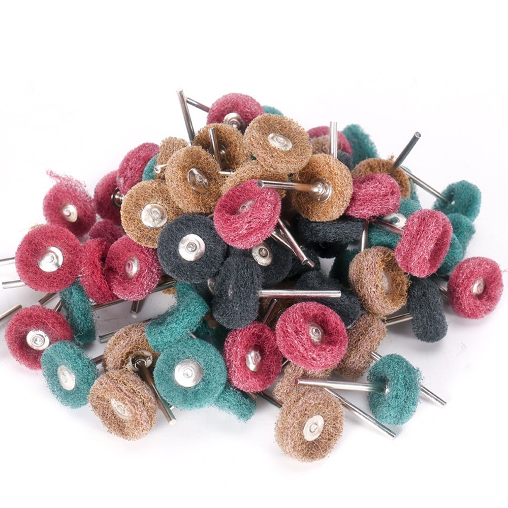 80Pack Mini Abrasive Buff Wheel Grinding Polishing Shank Craft Bits Rotary Tool