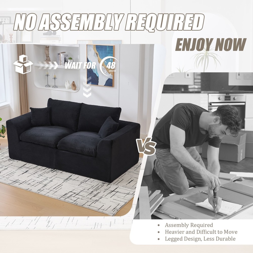 UNITED WE WIN Modular Sectional Sofa Cloud Couch,Comfy Cloud Modern Sofa,2 Sea