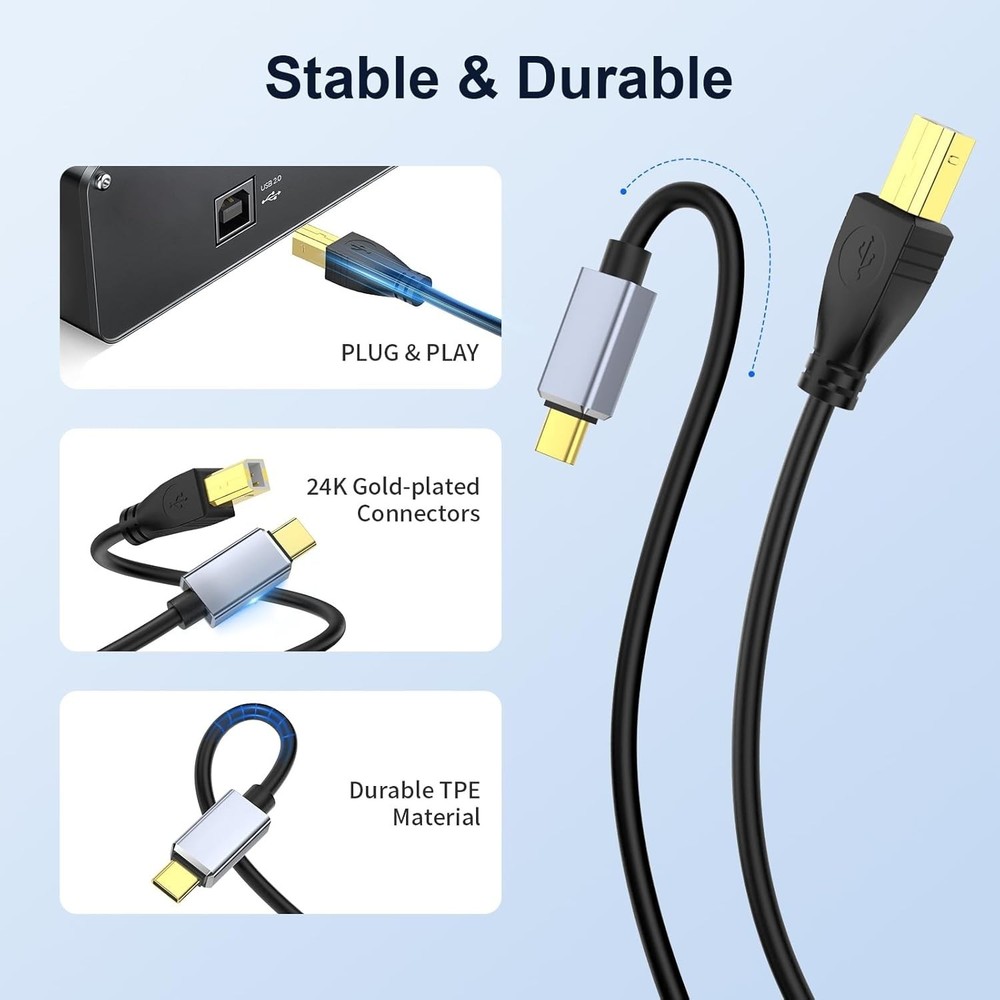 Meloaudio USB C MIDI Cable, Type C to USB 2.0 MIDI Interface Cable