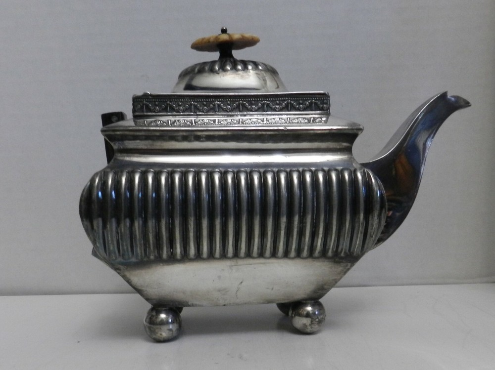 CC-bx SILVERPLATE ANTIQUE TEAPOT, SQUARED, MISSING HANDLE - DANIEL & ARTER