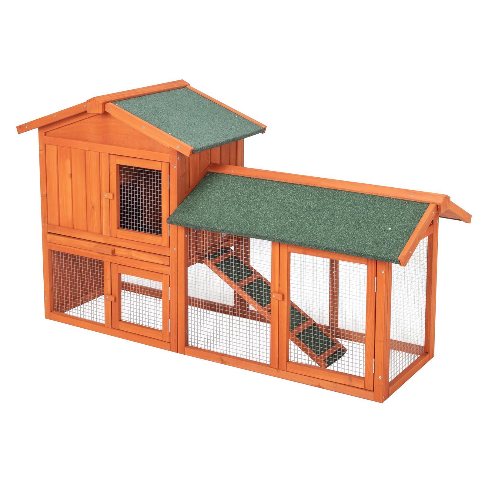 Wooden Chicken Coop Hen House Poultry Hutch Pet Cage w/ Nesting Box Backyard