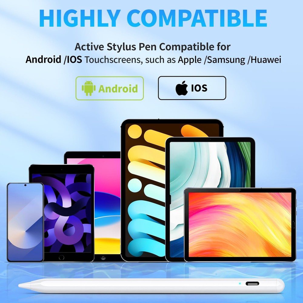Stylus Pen for Touchscreen, Compatible Android & iOS Universal, White