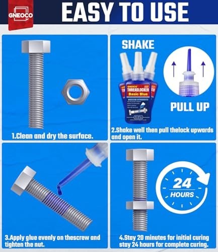 Threadlocker Blue Medium Strength Thread Lock for Nuts Bolts Fasteners