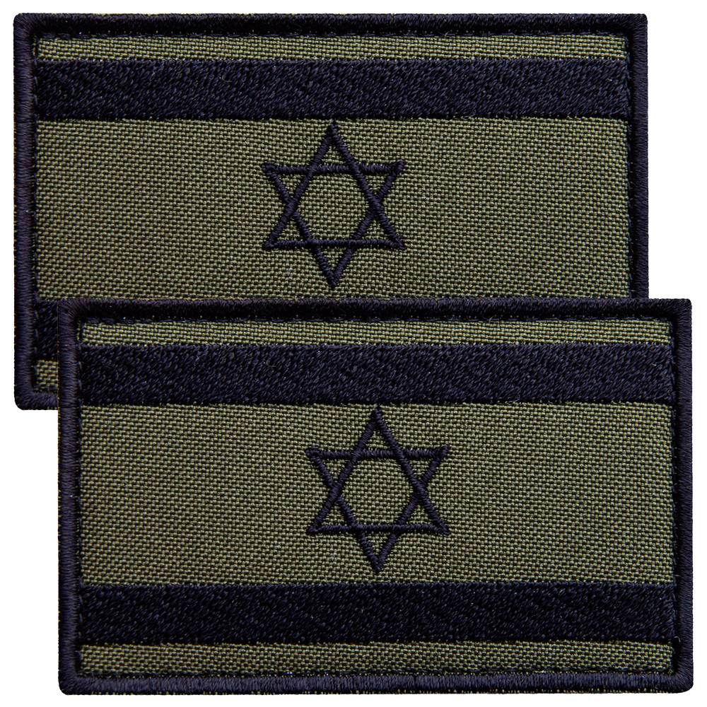 2 pcs Israel Flag Patch Set, Embroidered Israeli Flag Olive Drab