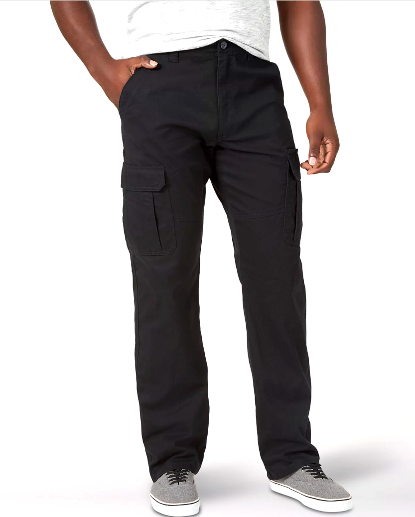 Men's Wrangler Cargo Pants w/ Stretch Black Relaxed Fit Tech Pocket CHOOSE SIZE