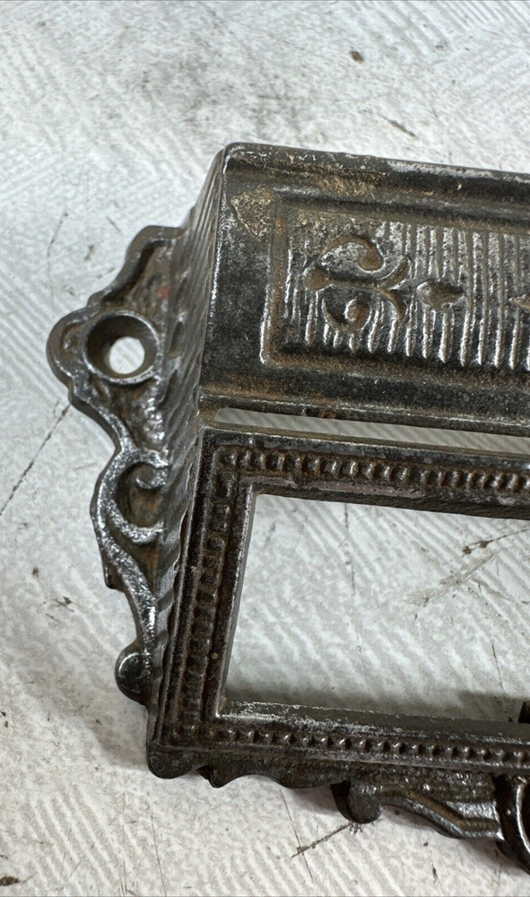 Antique Eastlake Victorian Cast Iron Bin Pull Drawer Hardware Handle