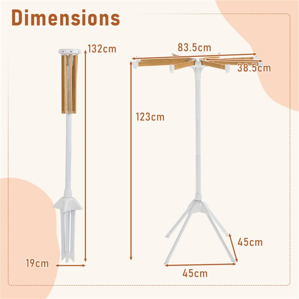 Foldable Bamboo Clothes Drying Rack with 40 Hanger Slots, Space Saving Laundry D