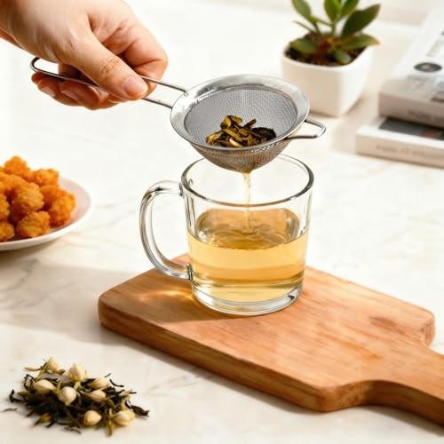 3Pcs Fine Mesh Strainer with Handle, Small Medium Large Size Sieve Strainers