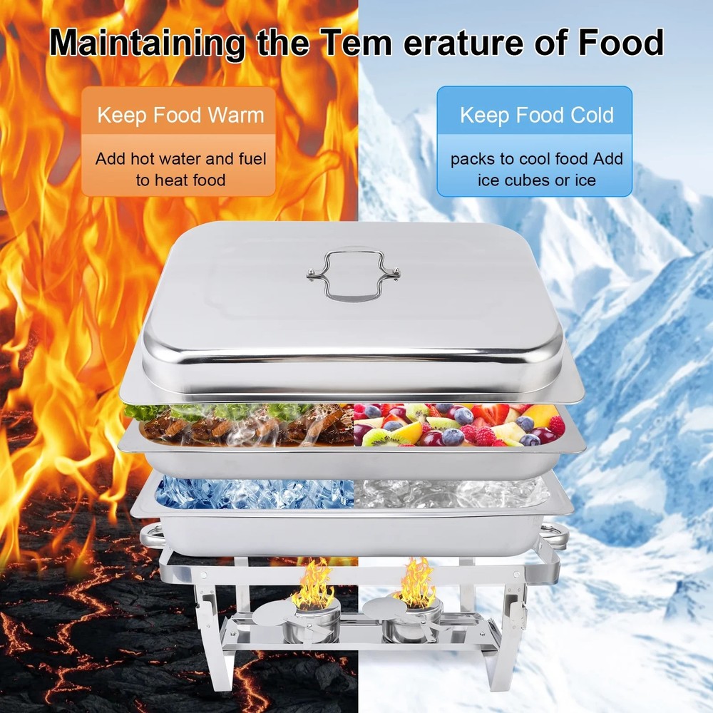 13QT Chafing Dish Buffet Set Rectangular Stainless Steel Buffet Catering Party