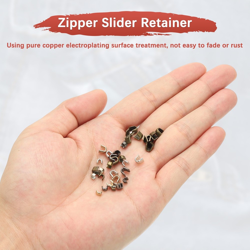 Zipper Slider Retainers [50pcs] - #8 U Shape Top Stoppers - [Silver]