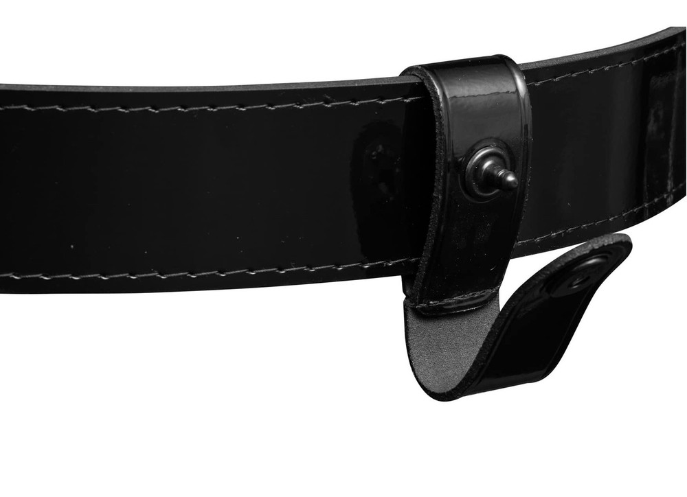 Handcuff Strap with Black Safety Snap High Gloss Black Leather
