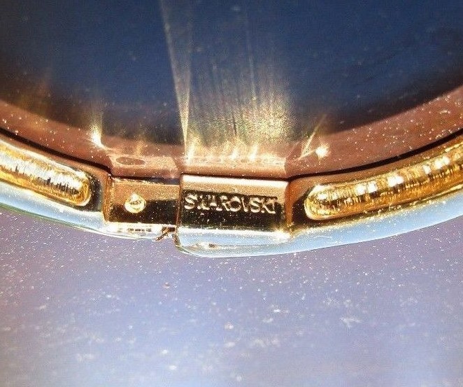 NWOT Swarovski Signed Stackable Channel Style Blue&Clear Crystal Hinged Bangle!